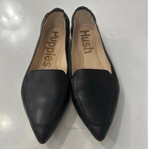 Hush Puppies Hazel Pointe Loafer Flats sz 8.5 black leather preppy minimalist